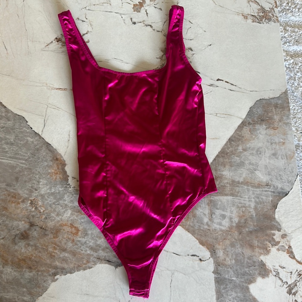 Free People ~ Pink Satin Bodysuit